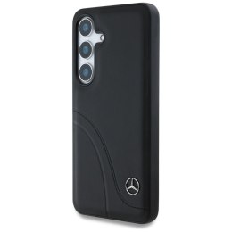Etui Mercedes Leather Curved Stitches do Samsung Galaxy S25 czarny