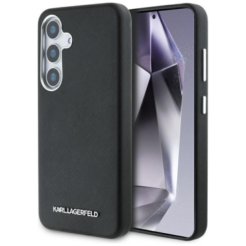 Etui Karl Lagerfeld Saffiano Full Wrapped Elongated Metal Logo MagSafe do Samsung Galaxy S25 czarny