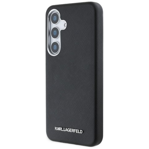 Etui Karl Lagerfeld Saffiano Full Wrapped Elongated Metal Logo MagSafe do Samsung Galaxy S25 czarny