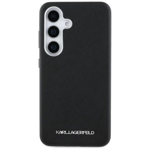 Etui Karl Lagerfeld Saffiano Full Wrapped Elongated Metal Logo MagSafe do Samsung Galaxy S25 czarny