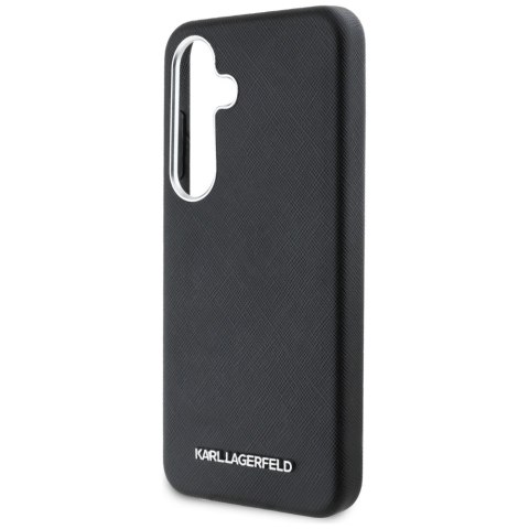 Etui Karl Lagerfeld Saffiano Full Wrapped Elongated Metal Logo MagSafe do Samsung Galaxy S25 czarny