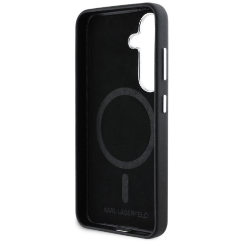 Etui Karl Lagerfeld Saffiano Full Wrapped Elongated Metal Logo MagSafe do Samsung Galaxy S25 czarny