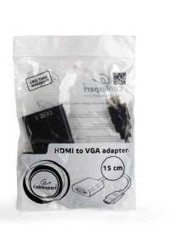 Adapter GEMBIRD A-HDMI-VGA-04 (HDMI M - D-Sub (VGA) F; 0,15m; kolor czarny)