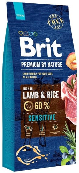 BRIT Premium By Nature Sensitive Lamb & Rice - sucha karma dla psa - 15 kg