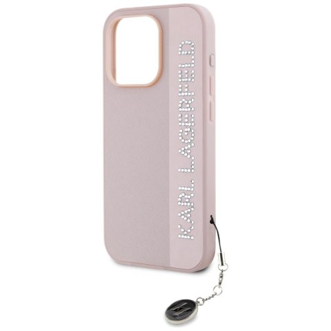 Karl Lagerfeld KLHCP15LPSAKDGCP iPhone 15 Pro 6.1" różowy/pink hardcase Saffiano Rhinestones & Charm