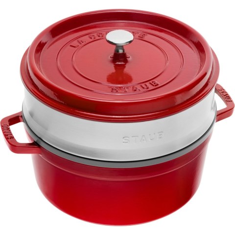 Garnek żeliwny okrągły z wkładem STAUB 40510-601-0 - czerwony 5.25 ltr
