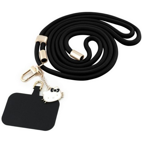 Uniwersalna smycz do telefonu Hello Kitty Patch & Kitty Head Charm czarny