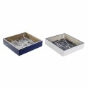 Uchwyt do serwetek DKD Home Decor Metal Biały Granatowy Drewno MDF (2 pcs)