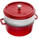 Garnek żeliwny okrągły z wkładem STAUB 40510-601-0 - czerwony 5.25 ltr