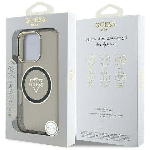 Etui Guess IML Metal Mountain Logo MagSafe do iPhone 16 Pro Max czarny