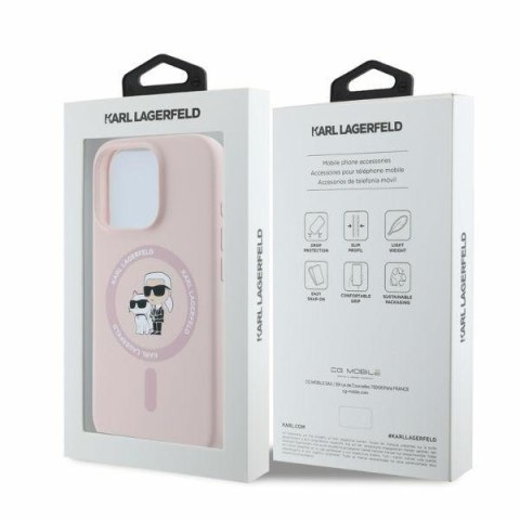 Karl Lagerfeld KLHMP16LSCMKCRHP iPhone 16 Pro 6.3" różowy/pink hardcase Silicone Karl&Choupette Ring MagSafe