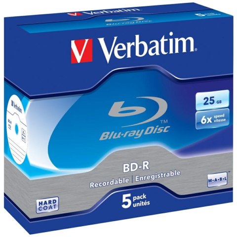 Płyty Blu-ray Verbatim 25GB 6X BD-R SL 5szt biały 43715