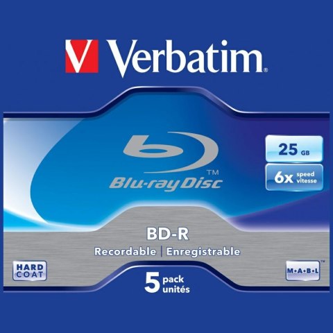 Płyty Blu-ray Verbatim 25GB 6X BD-R SL 5szt biały 43715