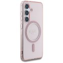 Etui Guess Glitter Circle Classic Logo MagSafe do Samsung Galaxy S25 różowy
