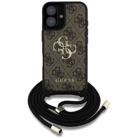 Etui Guess 4G Big Logo Cord Stap Crossbody do iPhone 16 Plus brązowy