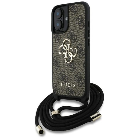 Etui Guess 4G Big Logo Cord StapCrossbody do iPhone 16 brązowy