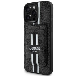 Etui Guess 4G Stripes z portfelem Magsafe do iPhone 16 Pro Max czarny