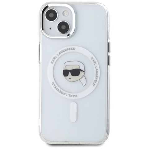 Etui Karl Lagerfeld IML Metal Karl HeadMagSafe do iPhone 15 biały