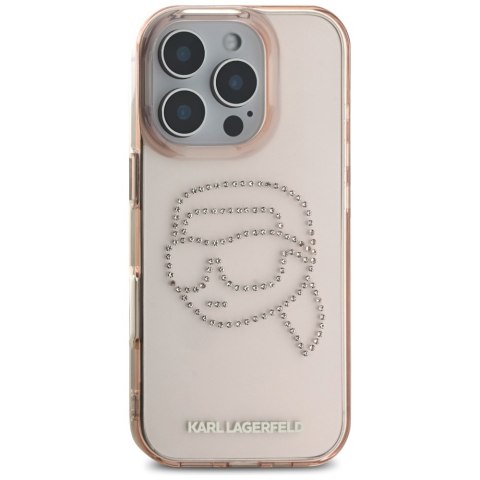 Etui Karl Lagerfeld IML Rhinestones Karl Head do iPhone 16 Pro różowy
