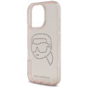 Etui Karl Lagerfeld IML Rhinestones Karl Head do iPhone 16 Pro różowy