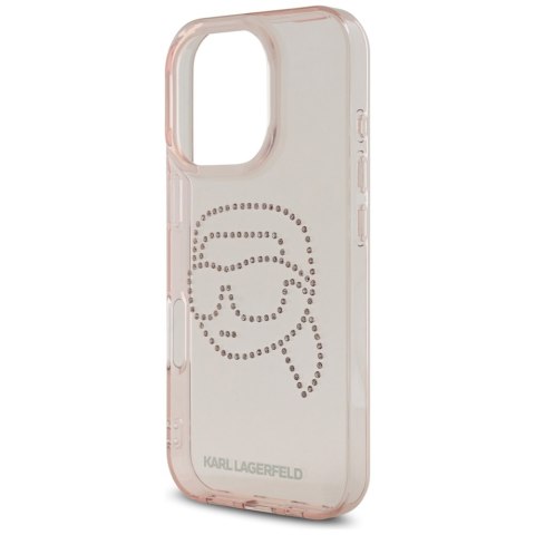 Etui Karl Lagerfeld IML Rhinestones Karl Head do iPhone 16 Pro różowy