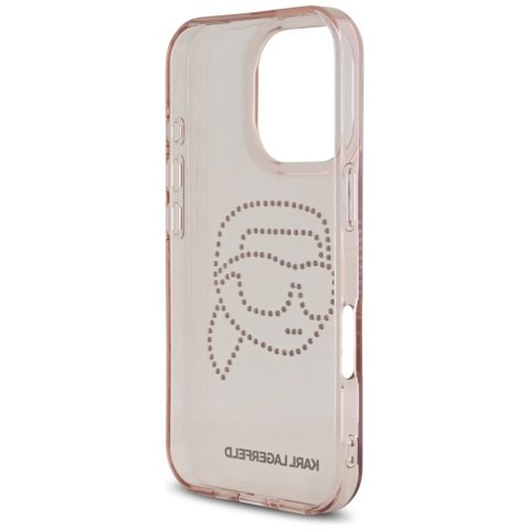 Etui Karl Lagerfeld IML Rhinestones Karl Head do iPhone 16 Pro różowy