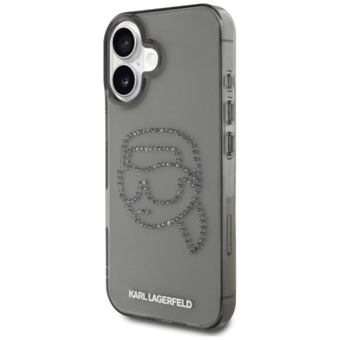 Etui Karl Lagerfeld IML Rhinestones KarlHead do iPhone 16 czarny
