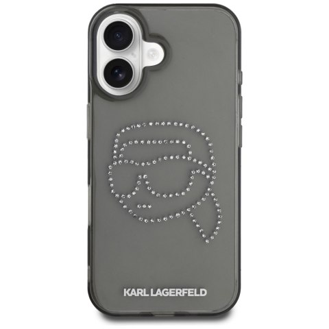 Etui Karl Lagerfeld IML Rhinestones KarlHead do iPhone 16 czarny