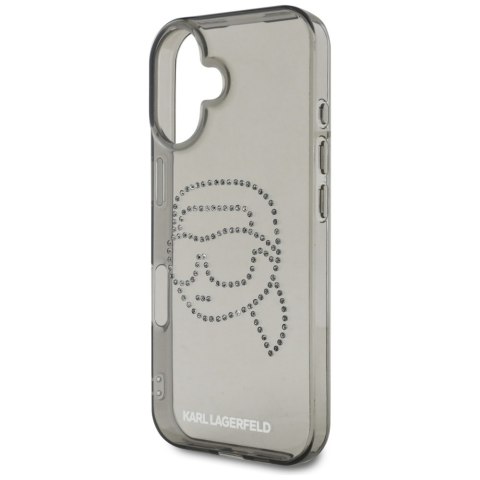 Etui Karl Lagerfeld IML Rhinestones KarlHead do iPhone 16 czarny