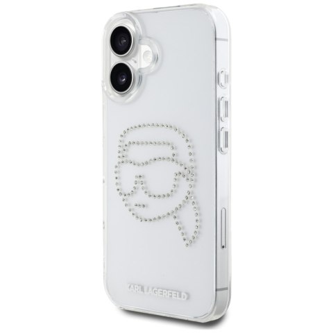 Etui Karl Lagerfeld IML Rhinestones Karl Head do iPhone 16 przezroczysty