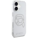 Etui Karl Lagerfeld IML Rhinestones Karl Head do iPhone 16 przezroczysty