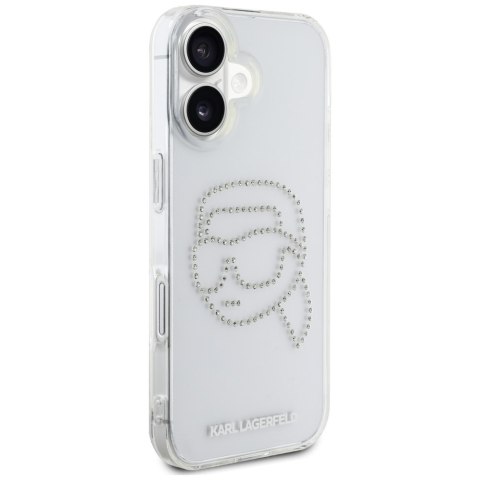 Etui Karl Lagerfeld IML Rhinestones Karl Head do iPhone 16 przezroczysty
