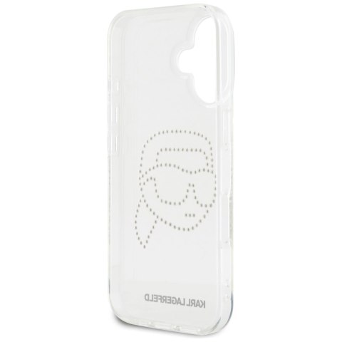 Etui Karl Lagerfeld IML Rhinestones Karl Head do iPhone 16 przezroczysty