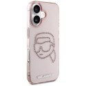 Etui Karl Lagerfeld IML Rhinestones Karl Head do iPhone 16 różowy
