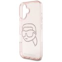 Etui Karl Lagerfeld IML Rhinestones Karl Head do iPhone 16 różowy