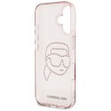 Etui Karl Lagerfeld IML Rhinestones Karl Head do iPhone 16 różowy