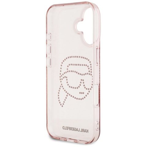 Etui Karl Lagerfeld IML Rhinestones Karl Head do iPhone 16 różowy