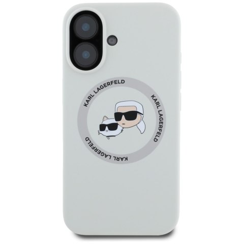 Etui Karl Lagerfeld Silicone Double Heads And Circle MagSafe do iPhone 16 beżowy