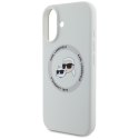 Etui Karl Lagerfeld Silicone Double Heads And Circle MagSafe do iPhone 16 beżowy