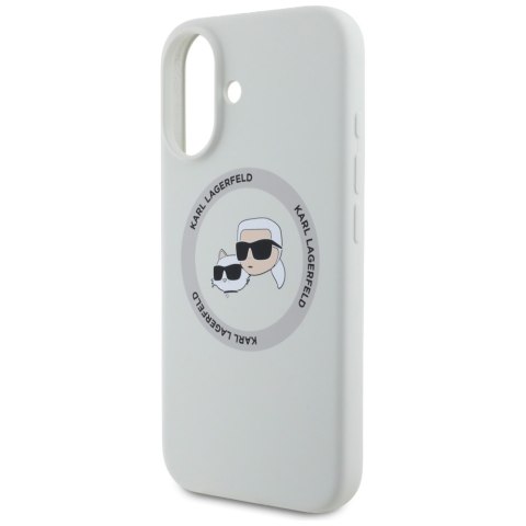 Etui Karl Lagerfeld Silicone Double Heads And Circle MagSafe do iPhone 16 beżowy