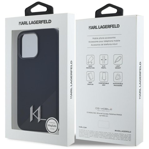 Etui Karl Lagerfeld Silicone Shadow Metal Initial MagSafe do iPhone 15 Pro czarny