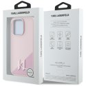 Etui Karl Lagerfeld Silicone Shadow Metal Initial MagSafe do iPhone 15 Pro różowy
