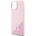 Etui Karl Lagerfeld Silicone Shadow Metal Initial MagSafe do iPhone 15 różowy