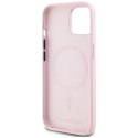 Etui Karl Lagerfeld Silicone Shadow Metal Initial MagSafe do iPhone 15 różowy