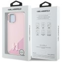 Etui Karl Lagerfeld Silicone Shadow Metal Initial MagSafe do iPhone 15 różowy