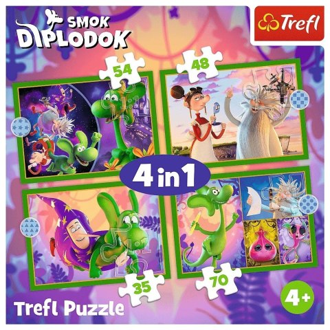 Puzzle 4w1 Świat Smoka Diplodoka
