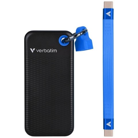 Dysk Zewnętrzny Verbatim Pocket SSD 1TB - brelok do kluczy z kablem USB-C 3.2 gen.2 czarno-niebieski/black-blue 32191