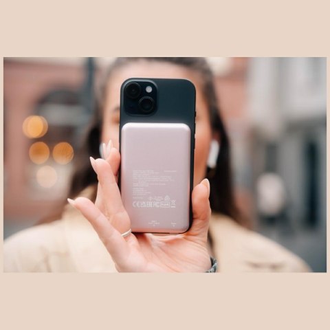 Verbatim Powerbank indukcyjny `n` Go 15W5000mAh Wireless Magnetic różowy/pink 32243