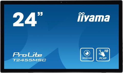 Ekran dotykowy iiyama T2455MSC-B1 signage display Płaski panel Digital Signage 61 cm (24") LED 400 cd/m2 Full HD Czarny