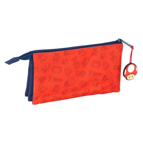 Piórnik Potrójny Super Mario Trick Czerwony Ciemnoniebieski 22 x 12 x 3 cm